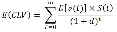 Definitional expression for expected customer lifetime value E(CLV)