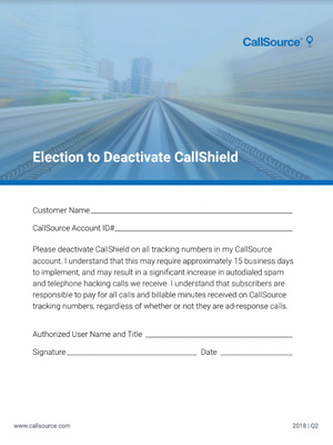 Election to Deactive CallShield