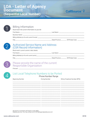 LOA - Letter of Agency Document (Sequential Local Number)