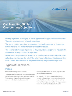 Call Handling Skills: Overcoming Objections